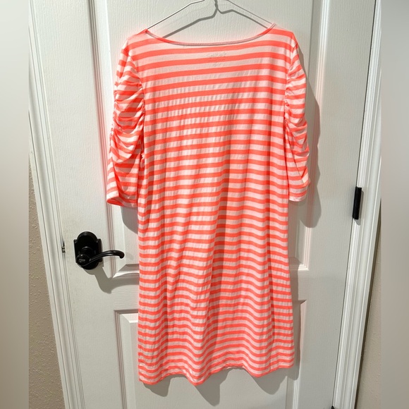 Lilly Pulitzer Neon Orange and White Striped Kaley Dress - Picture 7 of 9